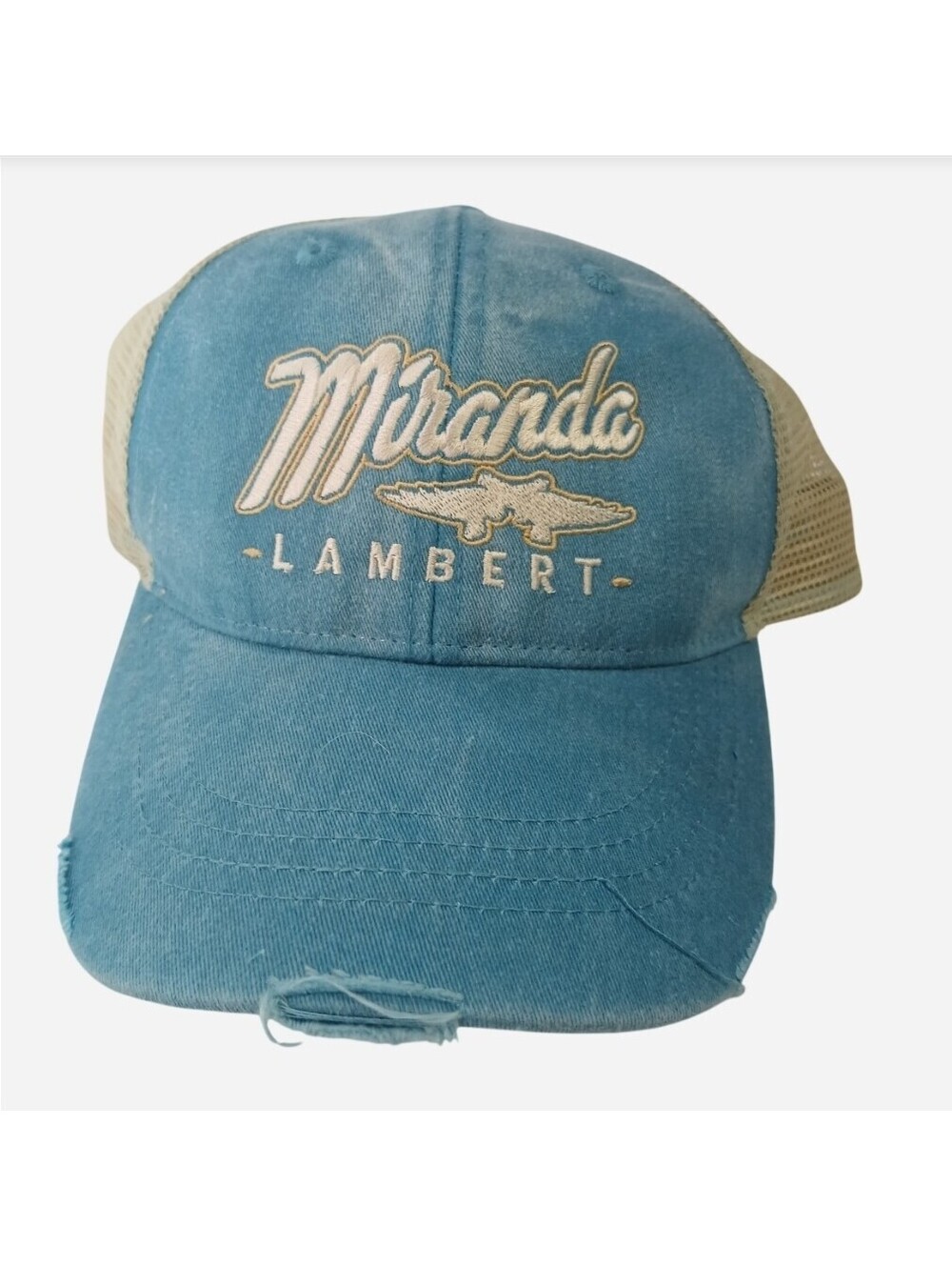 Miranda Lambert Desert Oasis Trucker Hat Cap Teal Blue Distressed Mesh Alligator